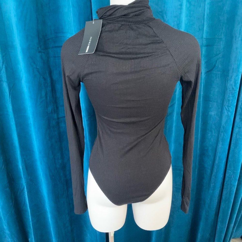 Fashion Nova Cutout Sweater Bodysuit Black - Picture 9 of 9